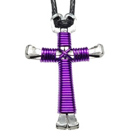 NIANWUDU Amethyst Horseshoe Nail Cross Necklace