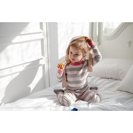 Vaenait Baby Long Sleeve Pajamas, for 12 Months - 9 Years Old Kids, Baby Clothes, 100% Cotton, Room Wear, Sleepwear, Top and Bottom Set, Raglan Color