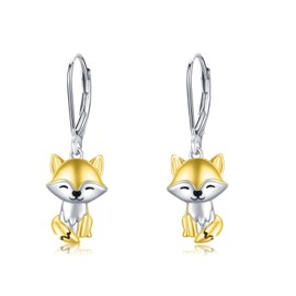 CUOKA MIRACLE Small Hoop Earrings with Animal Pendant, Sloth, Horses Panda, Fox, 925 Sterling Silver, for Women, Girls, Daughter, Valentine's Day Gift, Sterling Silver
