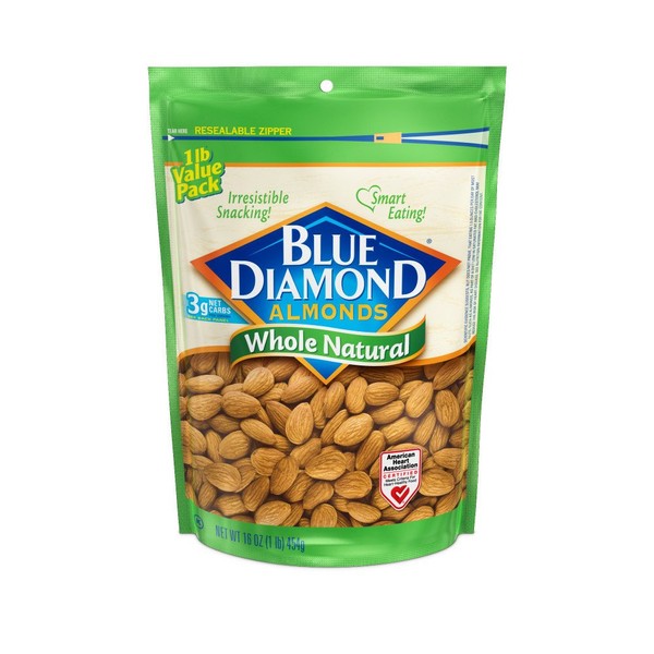 Whole Natural Almonds - case of six 1 lb bags