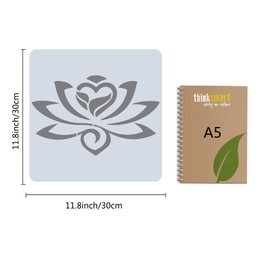 GORGECRAFT Lotus Flower Stencil Template Large Reusable Sign Home Decor for Painting on Wood Wall Scrapbook Card Floor Drawing, 11.8 x 11.8 Inches