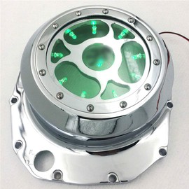 HASkulle Green LED See Through Engine Clutch Cover for Suzuki GSX1300R Hayabusa B-King Chrome