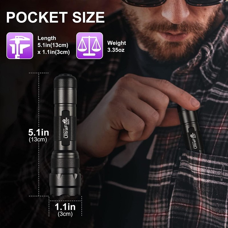 ULTRAFIRE Black Light UV Flashlight, Super Power UV 395-405 nm