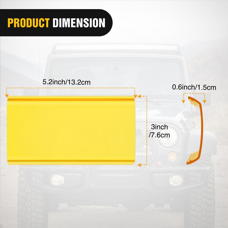 Nilight 6.5 Inch LED Light Bar Cover 2 PCS Amber