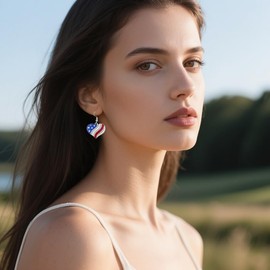 BTBIO 4th of July Earrings Patriotic Dangle Earrings Independence Day Jewelry Gifts for Women (Heart)