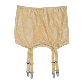 TVRtyle Golden Women's Plus Size Sexy Vintage Metal Clips Garter Belts for Stockings S503G (Medium)
