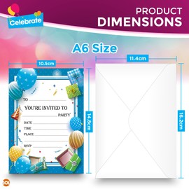 28pk Blue Childrens Party Invitations | Boys Party Invitations Kids For Any Occasion | Invitation Cards For Birthday Kids Party Invitations Kids Party Invites Kids Birthday Invitations For Kids