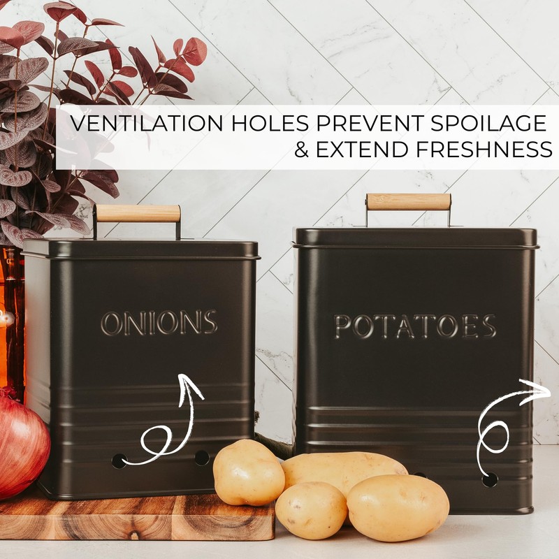 Beautiful Potato and Onion Storage Container Set - Perfectly Sized