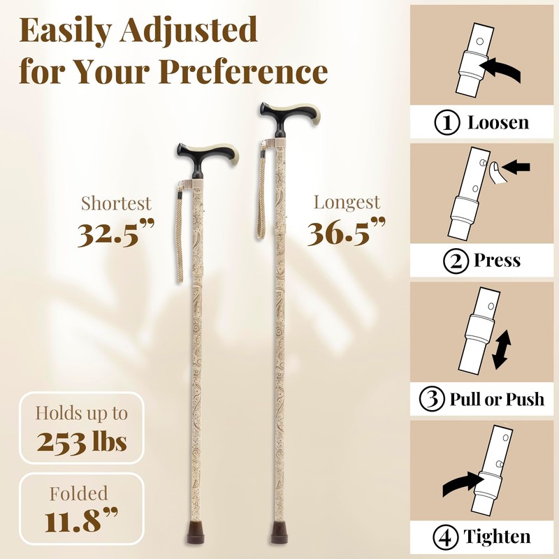 Merry Sticks Lightweight Foldable Walking Canes for Women and Men,