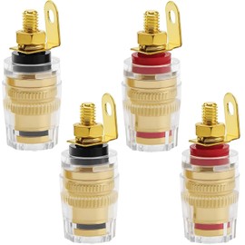 Oiyagai 4Pcs 4mm Banana Plug,Binding Post for Amplifier Speaker Terminal Connector w Transparent Plastic Cover