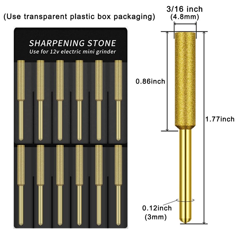 QINIZX 12 Pack Diamond Chainsaw Sharpener Burr Files 1/8" Shank,