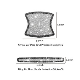 BetterJonny 10PCS Crystal Car Door Handle Scratches Protector, Rhinestone Car Door Handle Stickers Bling Car Door Handle Scratch Protector Stickers for Women and Girls Car Stickers (Black White)