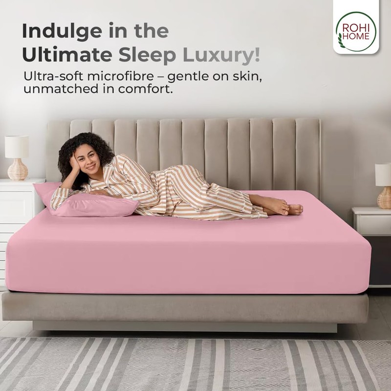 Rohi Double Fitted Sheet 100% Microfibre – 16'' (40cm) Extra