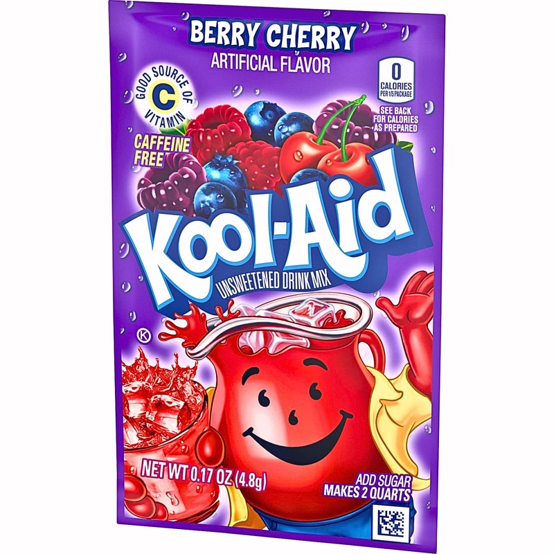Kool-Aid Unsweetened Drink Mix, Berry Cherry, Caffeine-free, Individually Wrapped, 0.17