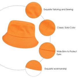 Yolev Unisex Bucket Hat Solid Colors Sun Hat with UV Protection Packable Summer Hats for Outdoor Sports (Orange)