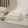 LEASYLIFE Gold Tissue Box Cover,pu Leather Tissue Box Cover Rectangle,Clear