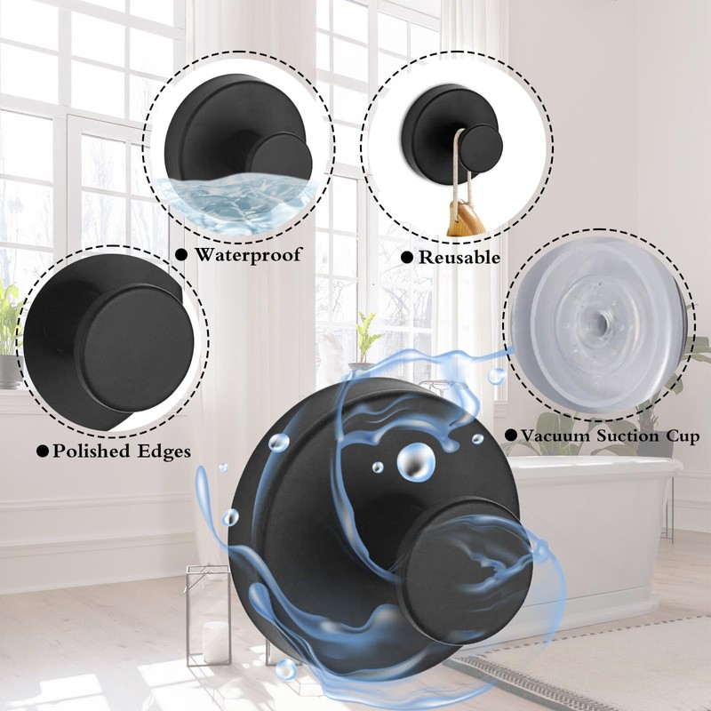Luazvilkpsar Pack of 4 Suction Cup Hooks, Suction Hooks, Extra