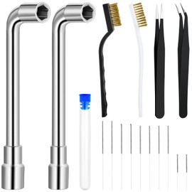 Zhehao 16 Pieces 3D Printer Nozzle Wrench Cleaning Kit,10 Nozzle Cleaning Pins with Storage Box 2 Tweezers 2 Copper Wire Toothbrushes 2 L-Shaped Wrench Tool for 3D Printer Maintenance Accessories