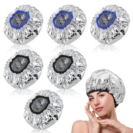 SHENLIU 6Pcs Heat Cap for Deep Conditioning, Aluminum Shower Cap, Processing Caps for Hair Hot Oil Treatment Hair Steamer, Reusable Hair Foils for Hair, Shower Caps for Sauna, Shower Spa