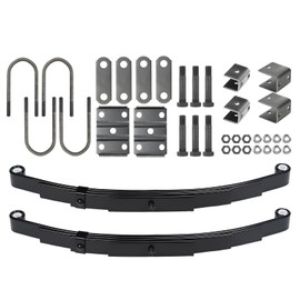 Trailer Leaf Spring 4 Leaf 1750 lbs, for 3500lb Single Trailer Axle Suspension Kit, with U-Bolt & Hanger Kit; Double Eyes 25-1/4" L, 1-3/4" Width, 9/16 Eye I.D, fits for SW4B - Set 2