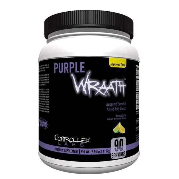 CONTROLLED LABS Purple Wraath, BCAA and EAA Amino Acid Supplement, with Endurance Blend Intra Workout Powder, Optimal Endurance, Focus, and Stamina (Lemon Lime, 90 Servings)