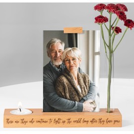 Sympathy Memorials Bereavement Remembrance Gifts for Loss Mother Father, Memorial Picture Frame Fits 4x6 In Photo with Vase and Photo Frame, Engraved Stand Handicraft (There are)