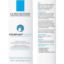 La Roche-Posay Cicaplast Crema de Manos Calmante, Hidratante y Protectora, Repara la Barrera Cutánea, con Niacinamida y Glicerina, Acabado no Graso, 50 ml