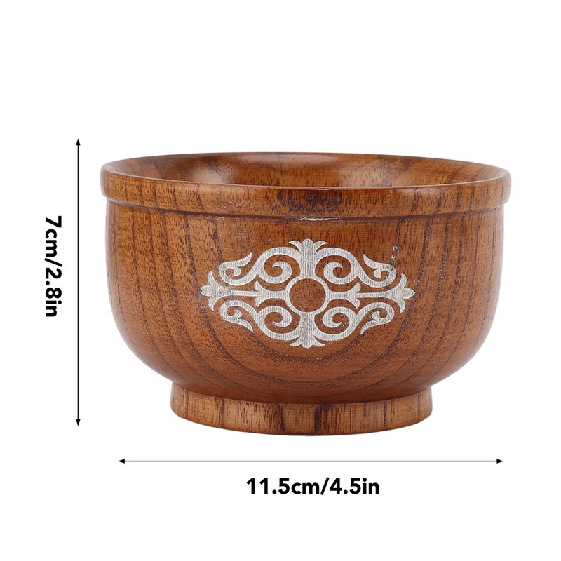 Wooden Rice Bowl Jujube Wood Anti Scald Exquisite Elegant Round