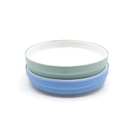 Elk and Friends Kids 7.8” Porcelain White Plates with Silicone Sleeves | Suitable for Babies/Toddlers | Microwave & Dishwasher Safe | Non Slip Dinnerware | Snack Dishes | 2 Pack