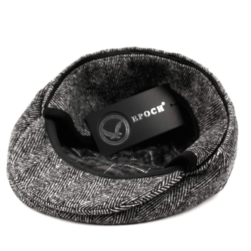 EPOCH HATS 100% Wool Herringbone Winter Ivy Cabbie Hat w/Fleece