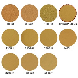 SPEEDWOX 50 Pcs 6 Inches Sanding Discs 120 Grit Dustless Hook and Loop Sandpaper for Random Orbital Sander Yellow Finishing Discs for Automotive Woodworking