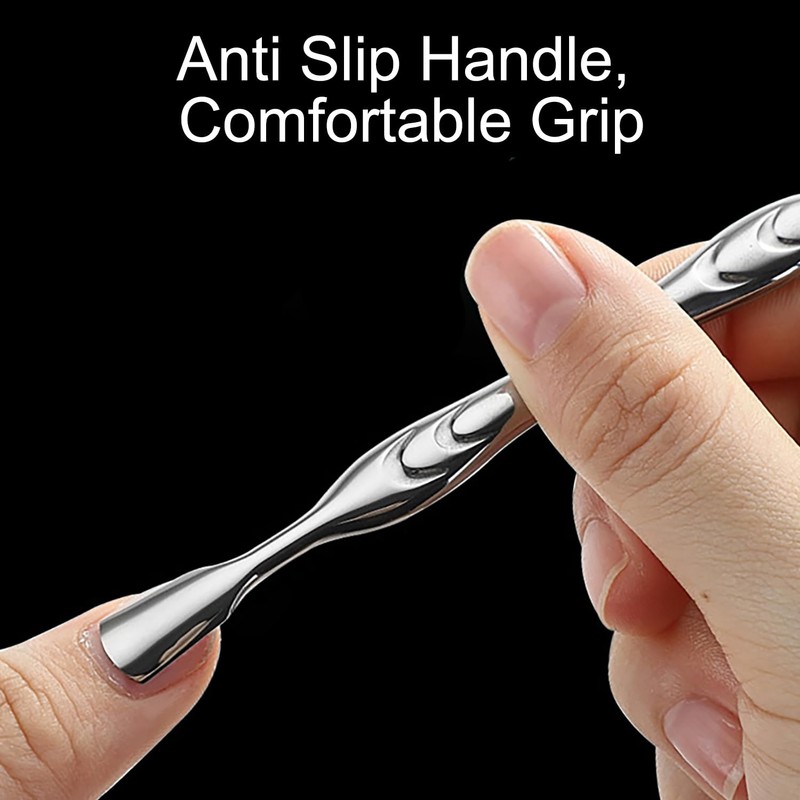 EUZUXU Cuticle Pusher Stainless Steel, 2-in-1 Cuticle Trimmer Nail Care