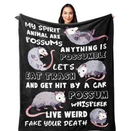 POQUSH Possum/Opossum Gifts for Women, Possum/Opossum Throw Blanket 60x50in, Possum Whisperer/Stuff