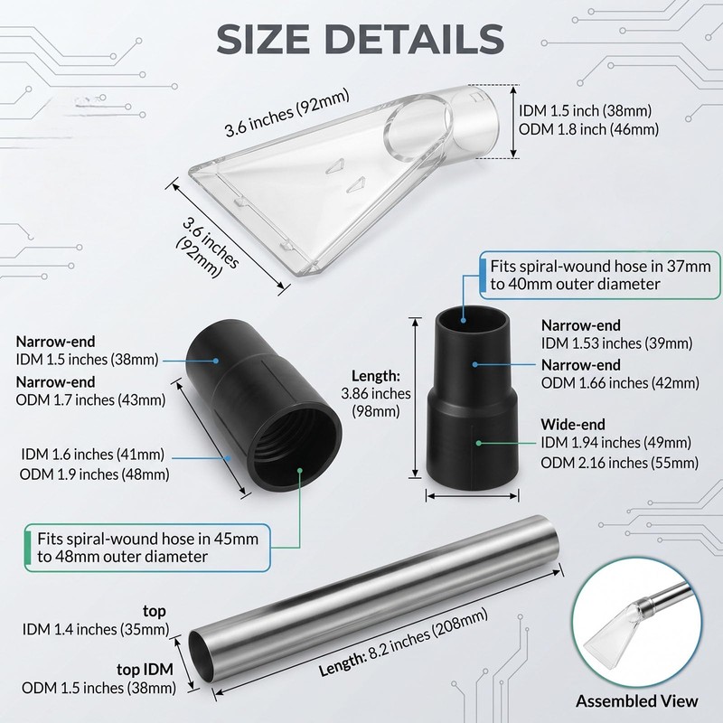 Universal Extractor Nozzle Wand, Small 3.6" Extraction Accessory Clear Head