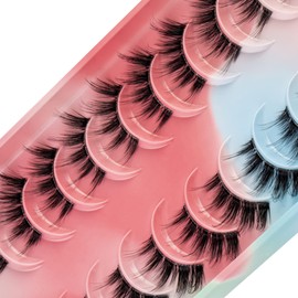 Half False Eyelashes, 10 Pairs False Eyelashes, Russian Strip Lashes, D/DD Curl, Fluffy Mink Eyelashes, Natural Eye Lashes Pack, Reusable False Eyelashes