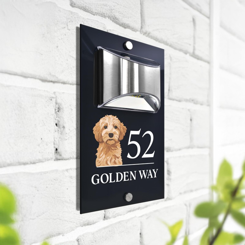 Custom Signs Solar Illuminated Modern Anthracite Grey House Number Sign