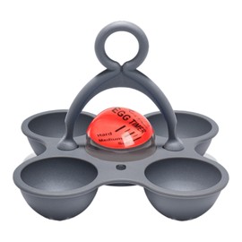 Qianly Boiled Egg Timer for Boiling Hard Medium Soft Eggs Hold 4 Eggs,Kitchen Gadget,Changes Colors When Done with Egg Holder, Gray Red