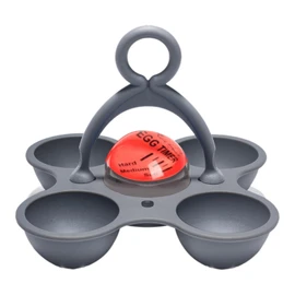 Qianly Boiled Egg Timer for Boiling Hard Medium Soft Eggs Hold 4 Eggs,Kitchen Gadget,Changes Colors When Done with Egg Holder, Gray Red