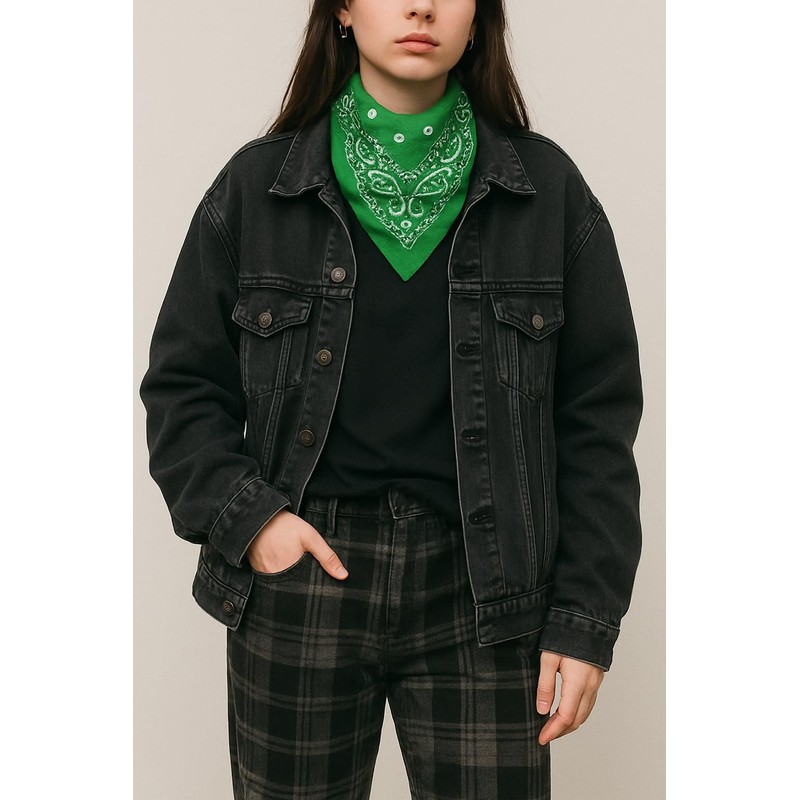 Green Paisley Bandana Head Scarf