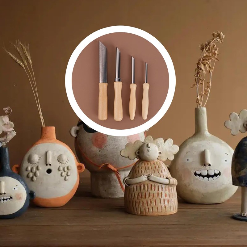 Leewoth 4PCS Circular Cutting Machine with Wooden Handle, Stainless Steel