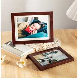 marysgift Photo Frame 3.5x5 Picture Frames Mirrored Glass Photo Frames for Tabletop Display Horizontally or Vertically (Red Wood,5")
