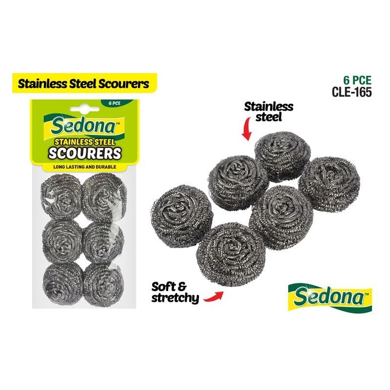 Sedona Stainless Steel Cleaning Scourers 6-Piece