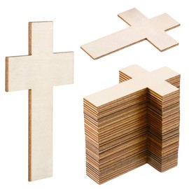 CEWROM Wooden Cross for Painting, 40 Pieces Wooden Cross Ornaments Wood Chip Handmade Graffiti Decorative Painting DIY Craft Sets
