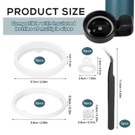 12pcs Silicone Water Bottle Gasket Replacement for 24/32/40/64 oz, Seal Ring with Tweezers BPA Free Tumbler Lid Gasket Seal Washer O Ring Replacement Thermoflask Accessories
