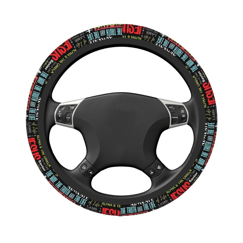 Jesus Cross Steering Wheel Cover Universal 15 Inch Car Accessories