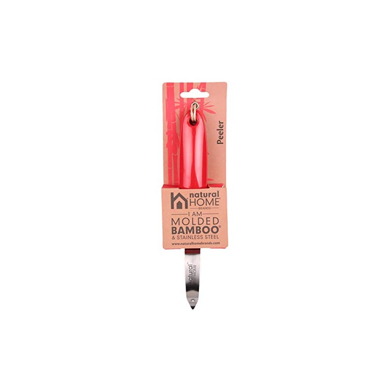 Natural Home Molded Bamboo & Stainless Steel Peeler, Cherry Red
