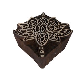 CraftyArt Lotus Flower Design Wooden Textile Printing Block Clay Potter Craft Heena Tattoo Scrapbook Stamps