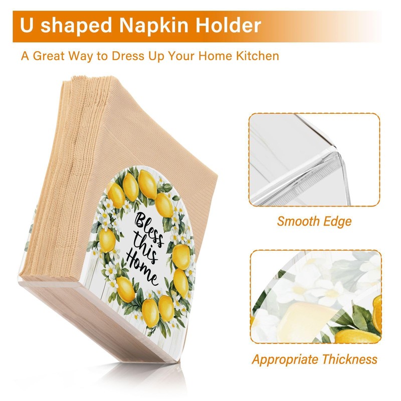 Summer Lemon Wreath Napkin Holder for Tables Paper Cocktail Napkin
