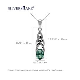 Silvershake Simulated Color Change Alexandrite 925 Sterling Silver Celtic Knot Pendant with 18 Inch Chain Necklace