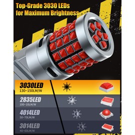 AILEO 3157 LED Bulb Red, 500% Super Bright 54-SMD 3030 Chip, 3057 3357 3457 4157 LED Replacement for Rear Tail Lights, Brake Lights, Stop Lamp, Parking Light, Pack of 2